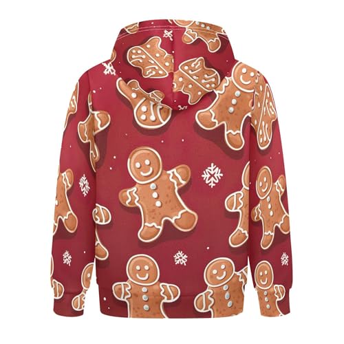 Kids Hoodies Sweaters Christmas Gingerbread Hooded Sweatshirts with Big Pockets for Boys Girls B04000072