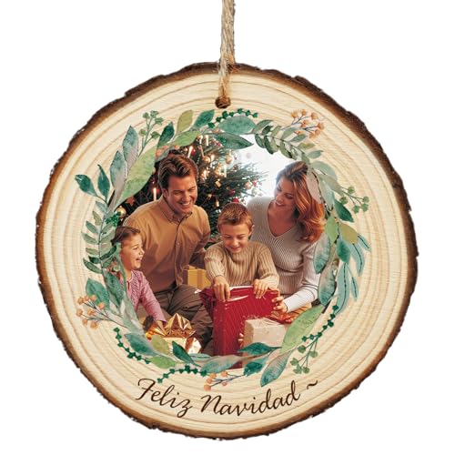 Bemaystar Adorno Navidad Personalizado- Decoracion Navidad Personalizadas, Adornos Arbol Navidad con Fotos, Decoraciones Navideñas de Madera para Árboles, Adornos Navidad Familiares