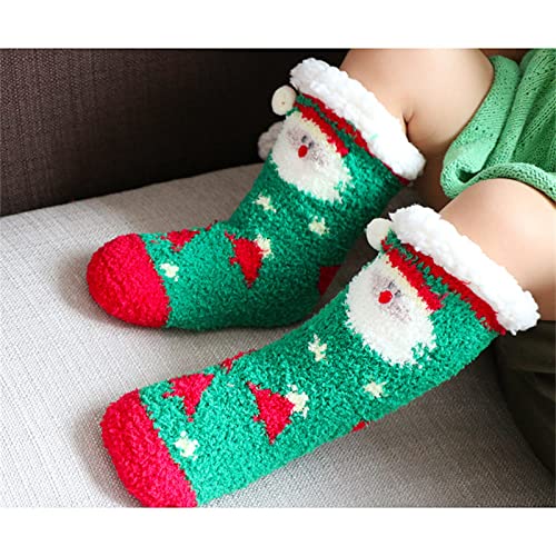 Christmas Fuzzy Socks for Kids Plush Crew Socks Non Slip Cozy Fleece Lined Slipper Socks Winter Warm Xmas Holiday Socks3