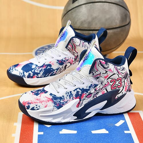 Image of Men's High-Top Basketball Shoes Anti-Slip and Wear-Resistant Soles Running Shoes Graffiti Design Fashionable Sports Shoes