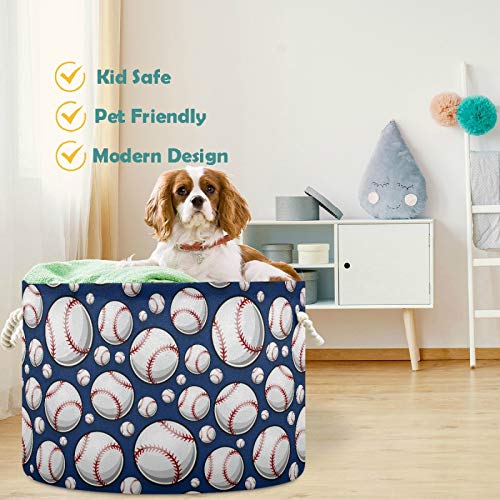 Image of visesunny Baseball Softball Laundry Baskets Fabric Storage Bin Storage Box Collapsible Storage Basket Toy Clothes Shelves Basket for Bathroom,Bedroom,Nursery,Closet,Office