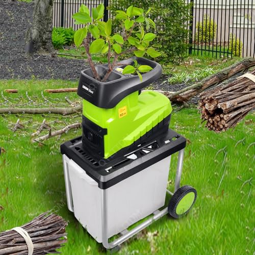 Trituradora De Jardín De 60 Litros, Trituradora De Hojas Eléctrica De 2800 W, Trituradora De Abono, Diámetro De Corte De 45 Mm, Trituradora Eléctrica De 5000 Rpm, Con Ruedas Y Bolsa De Almacenamiento