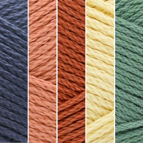 Image of Lion Brand Yarn, 24 /7 Cotton Mercerized Lightweight Yarn for Knitting, Crochet, and Crafts, Rodeo, 5 Pack, Multicolor Pack of Natural Fiber for Breathable Tops, Durable Bags, and Dish Cloths