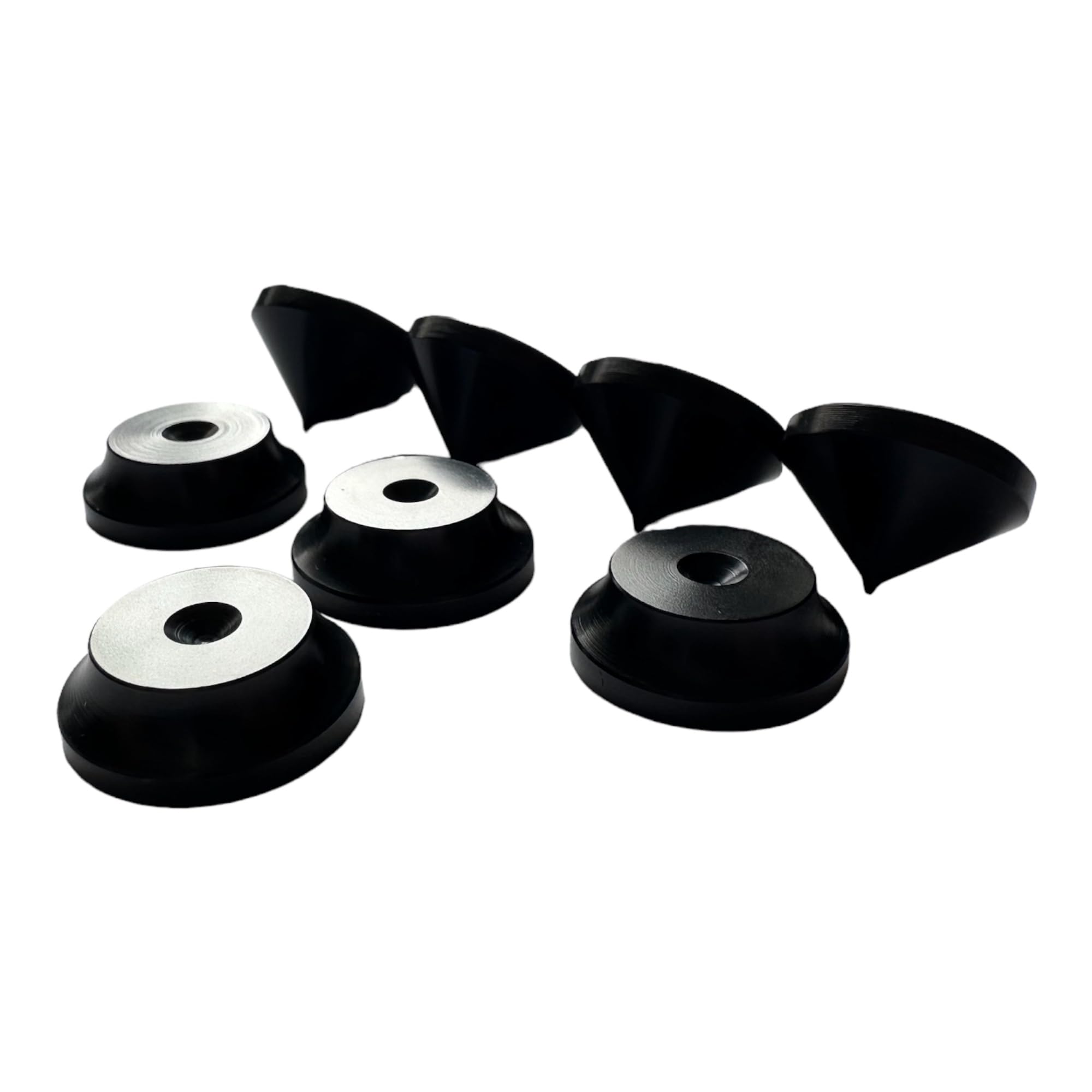 Set 4 Spike Antivibrazione In Alluminio Per Diffusori E Casse Acustiche – Piedini Con Cuscinetti Biadesivi – Fatto In UE - 5