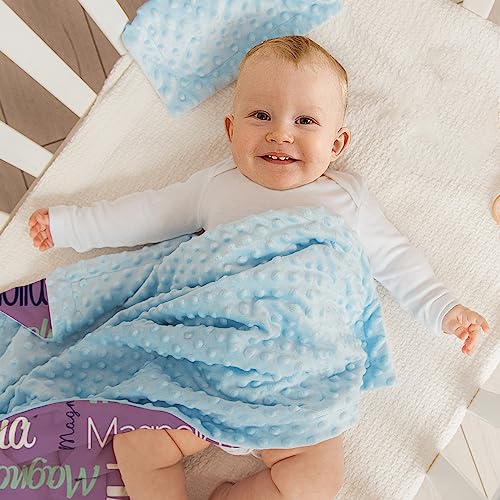 Image of Custom Baby Blanket - Personalized Names Design - Soft Plush Blanket with Double Layer Dotted Backing for Boys Girls Color11(47x60 inches)