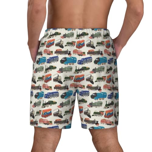 Train Funny Men's Swim Trunks Board Shorts Quick Dry-4