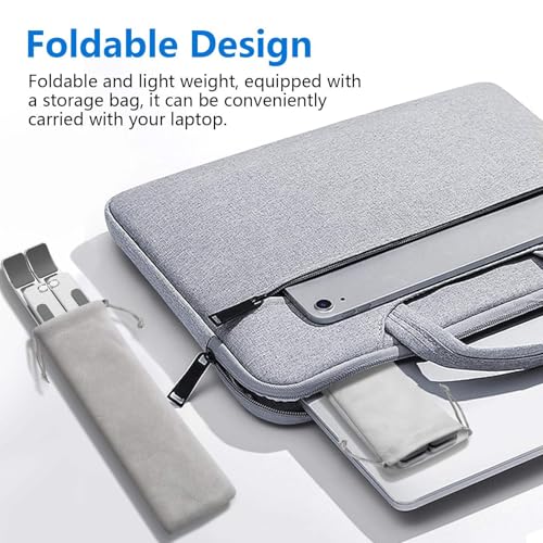 Image of FORIDA Foldable Laptop Stand - Adjustable Height & Angle, Portable Metal Laptop Riser with Anti-Slip Pads, Heat Dissipation, Supports Up to 10kg - for All Laptops up to 15.6 inch