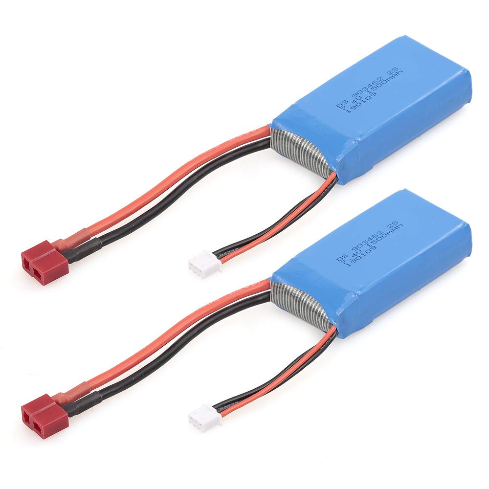 Goolsky- ZOP Power RC Li-Po Batería 7.4V 1500mAh 25C 2S Recargable con T Enchufe for RC Drone Coche Barco Helicóptero Avión 2pcs