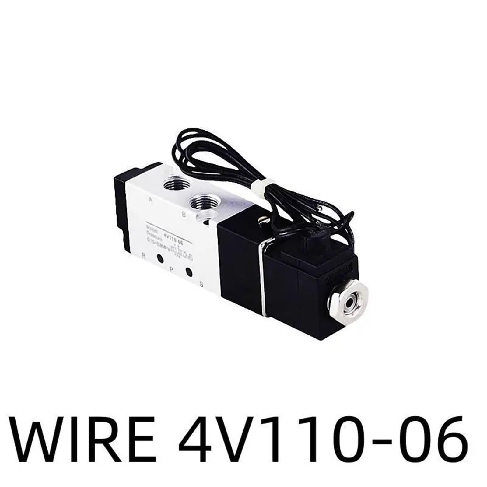 4V110-06 1/8" pneumatisches Steuermagnetventil 5 Wege 2 Positionen DC 24V DC 12V AC 110V AC220V mit 4mm 6mm 8mm passenden Luftventilen(Wire W 4v110-06,DC 12V)