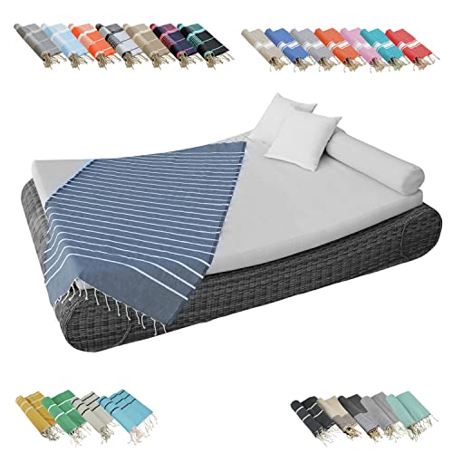 Vivezen - Véritable fouta Tunisienne 1m x 2m Tissage à Plat ou nid d'abeille 100% Coton 380g - 25 modèles au Choix