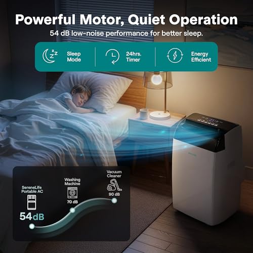 Image of SereneLife 12,000 BTU Portable Air Conditioner with Dehumidifier, Heat, & Fan | Wi-Fi Enabled Portable AC Unit for Wide Area Climate Control | Compact Standing Air Conditioner with Window Kit