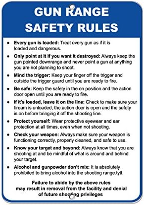 Aluminum Vertical Metal Sign Multiple Sizes Gun Range Safety Rules Every is Loaded Security & Weapon with Border Weatherproof Street 18x24Inches