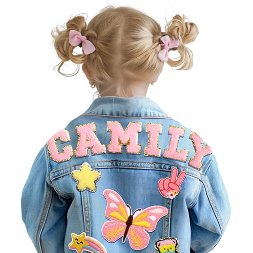 Personalized Kids Denim Jackets with Names, Back to School Outfit for kids 2T-8T, Custom Toddlers Girls Clothes Jean Jackets Easter Birthday Gifts, 1-8 Year Old Gifts for Girls Boys
