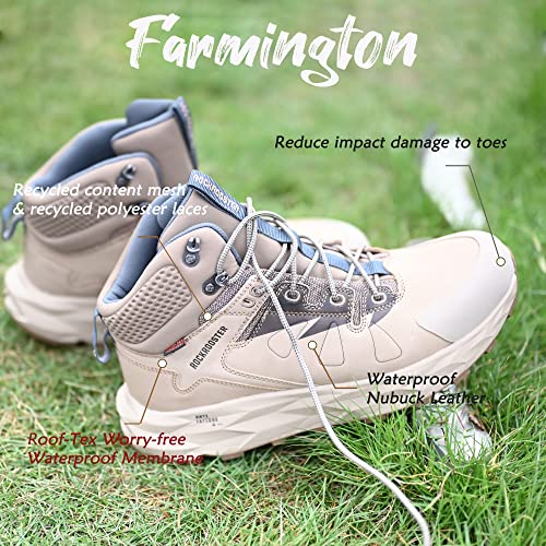 ROCKROOSTER Farmington 2 Waterproof Hiking Boots for Men, 6" Anti-Fatigue Outdoor Nubuck Leather Shoes4