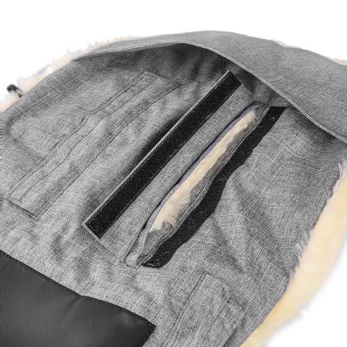 Fellhof 108303 Lammfell Fußsack Cortina, Oeko-TEX® Standard, 45x97 cm, Wind- und wasserdicht, waschbar bis 30°C, Öffnung am Fußende (schwarz)