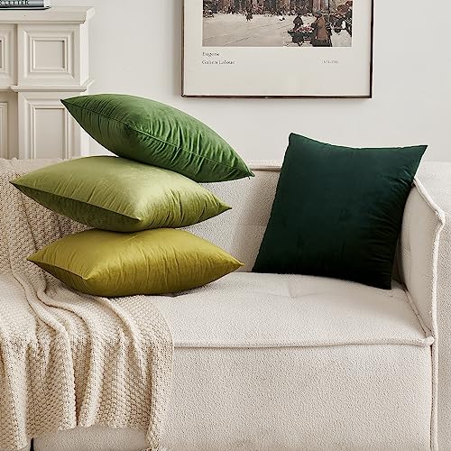 MIULEE Army Green Velvet Throw Pillow Cover - 12 x 20 Inch for Couch, Sofa, Bedroom, Car