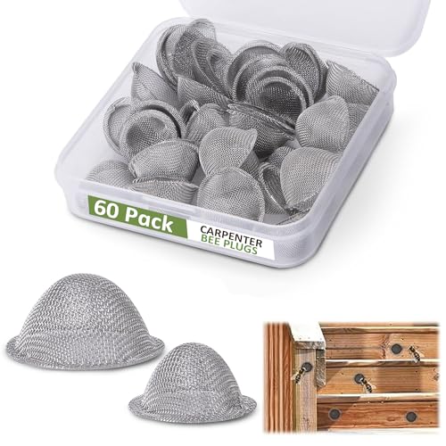 Deoihloi 60PCS Stainless Steel Carpenter Bee Plugs, 2 Sizes Wood