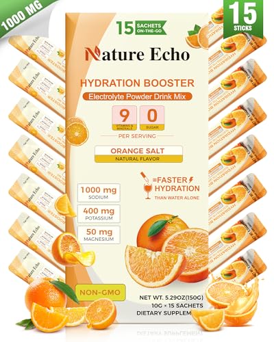 Electrolyte Powder Packets, 1000mg Sodium Oral Rehydration Salts, Sugar Free Hyd...