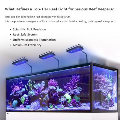 Image of PopBloom RL180 LED Reef Light, Professional High-Efficiency WiFi Reef Aquarium Lighting, Energy-Saving Full Spectrum Coral Lamp for Saltwater Marine Aquarium (RL180 PUR Over 200W, Hanging)