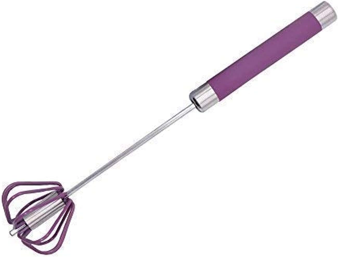 Miracle Whisk Hand Push Mixer for Thin Liquids Cooking Egg Beater Stainless Steel & Silicone 11” Miracle Whisk, Mechanical Milk and Blender, No Batteries Hand Push Mix Whip By CASASUNCO (WINE RED)