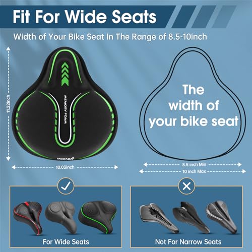 MSDADA Gel Gepolsterter Fahrradsattelbezug, Extra Weicher Schaum Breit Groß Memory Foam Sattelbezug für MTB, Heimtrainer Fahrrad, Peloton… – Ansicht 3