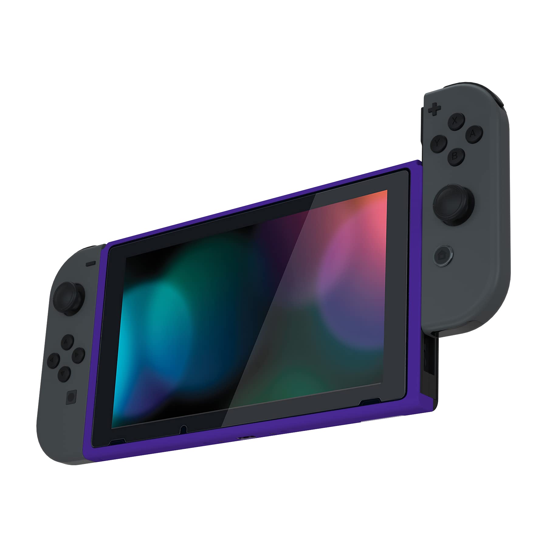 eXtremeRate Coque Cadre de Remplacement pour Nintendo Switch Console, Coque Cadre Customisé pour Nintendo Switch Console, avec Bouton Volume Power Plateau, Violet