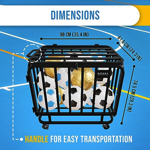 Ball-Cart-Basketball-Cart-with-Wheels-Ball-Cage-Garage-Sports-Equipment-Organizer-Metal-Rolling-Multi-Sports-Ball-Storage-for-Gym-Lockable-Lid-Indoor-and-Outdoor