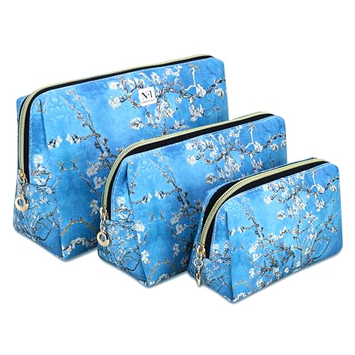 Image of NFI essentials Makeup Pouch Set of 3 Piece, Stylish Pouches for Makeup Accessories, Travel Pouch for Women, Cosmetic Pouch, Vanity Case, Jewellery Pouch, Toiletry Make up Bag