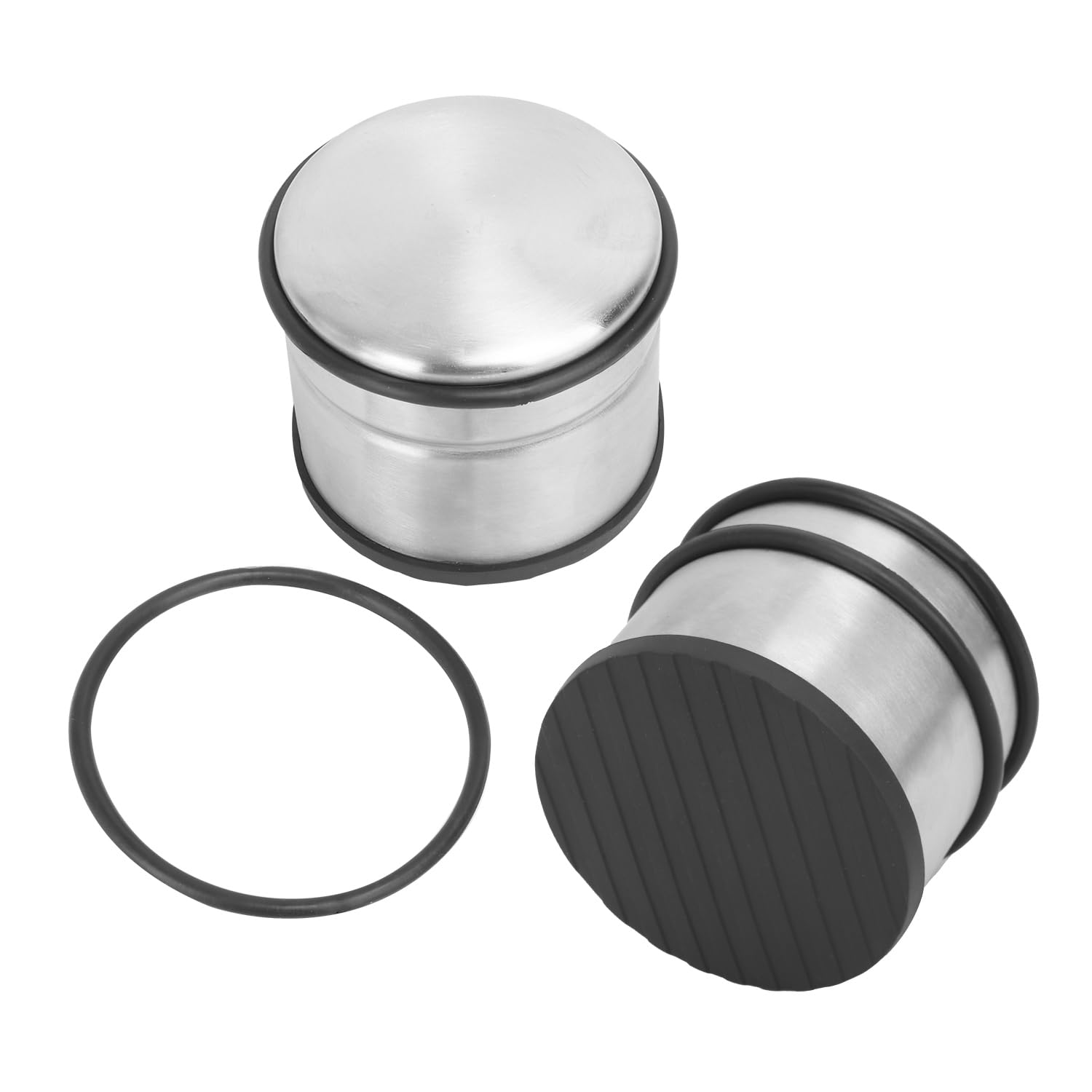 Paquete de 4 topes de puerta de acero inoxidable de 3.54 x 3 pulgadas, tope de puerta de piso de alta durabilidad y seguridad, topes de puerta con peldaños de gel de sílice para el hogar, oficina,