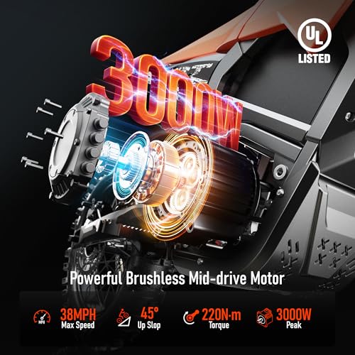 Image of QuietEase Electric Dirt Bike for Adults Teens, 3000W Brushless 220Nm Motor - 45 Slope, 38 MPH, 48V /23.4Ah Removable Battery, Dual Hydraulic Brakes & Full Suspension Electric Motorcycle for Age 13+