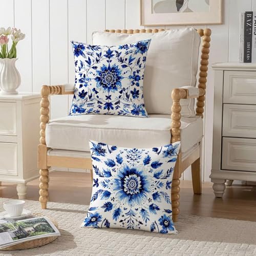 Housse coussin 80x80cm bleu velours taie oreiller grand format - 4