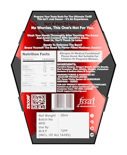Image of JOLOCHIP World's Hottest Sauce (20ml) & World's Hottest Seasoning (12g) Combo Pack | Extreme Spice Challenge | Made with World's Hottest Peppers (SAUCE + SEASONING)