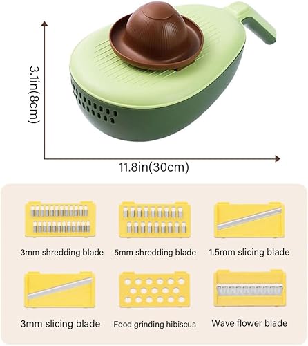 Miniatura 7 de ,Cortador de verduras de aguacate, cortador de verduras, rebanador de papas, rallador de queso, cortador de verduras multifuncional - verde, 6