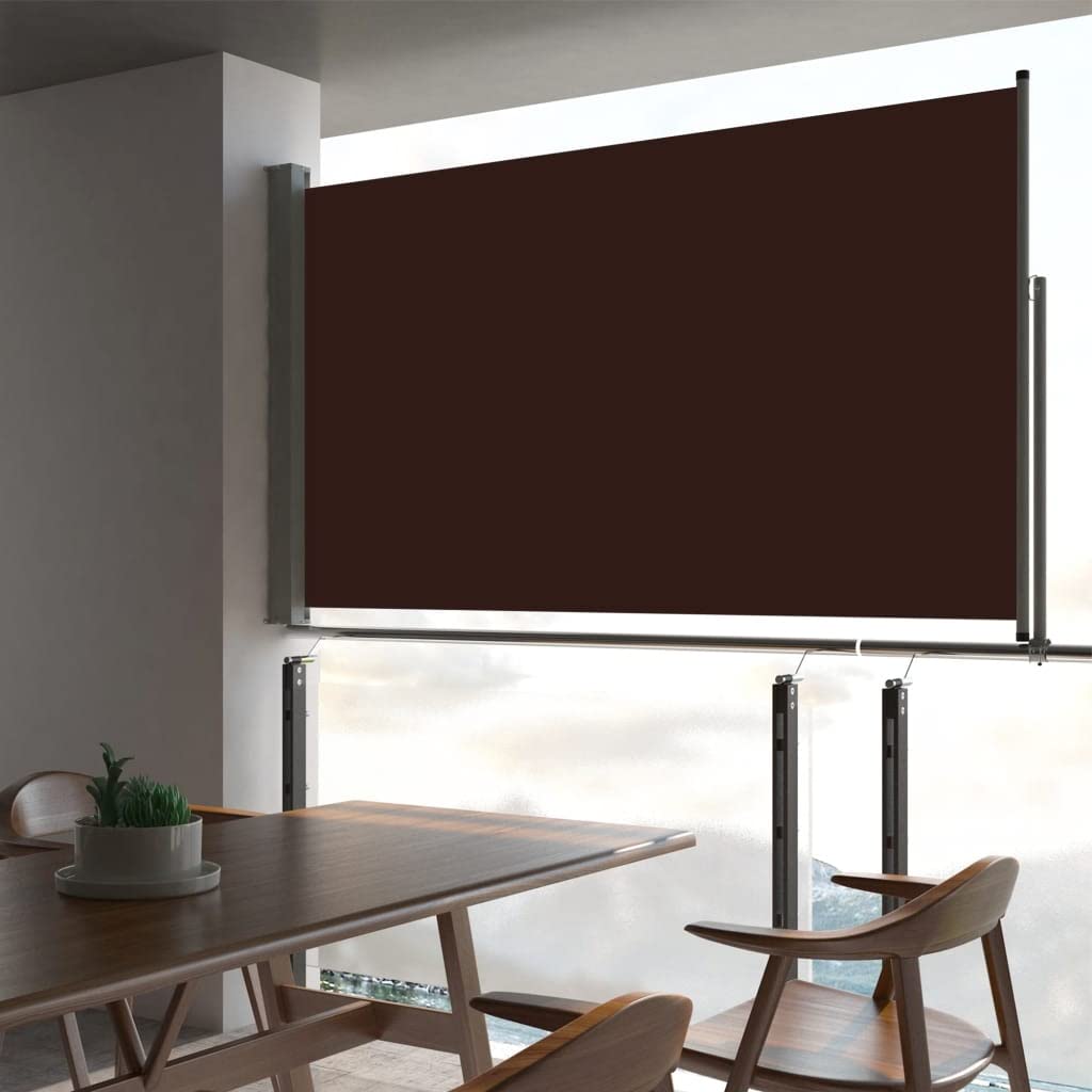 Osłona balkonowa, balkonowa, wysuwana markiza boczna, 140 x 300 cm, brązowa