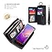 Petocase Compatible Galaxy S10 Plus Wallet Case, Multi-Functional PU Leather Zip Wristlets Clutch Detachable Magnetic 13 Card Slots 4 Cash Purse Protection Back Cover for Samsung Galaxy S10 Plus Black
