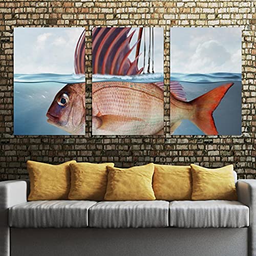 Art manipulation poisson voile mer triptyque imprimé encadré - 5