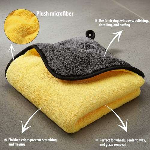 Image of Cutting EDGE 800 GSM - Set of 2 - Coral Microfiber Car Cleaning & Drying Towel (40 x 40 cm), Ultra Soft Thick Lint-Free & Scratch-Free Cloth for Car Wash, Polishing & Detailing
