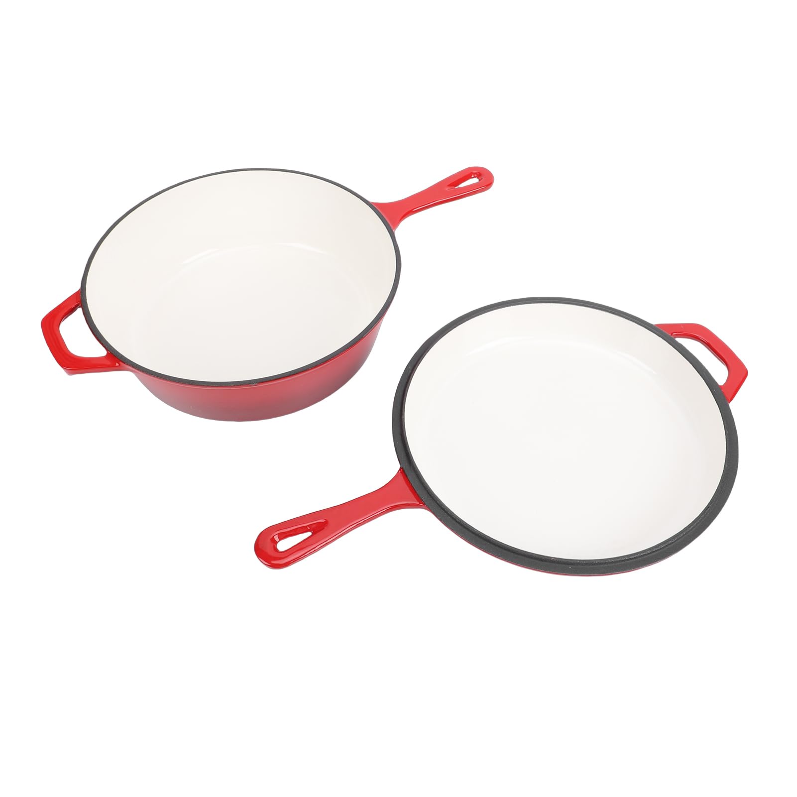 Cryfokt Horno Holandés, Cazuela de Hierro Fundido Versátil 2 en 1 de 4 Cuartos de Galón, Sartén Esmaltada con Tapa Incluida para Hornear Estofados, Asar, Apto para Horno
