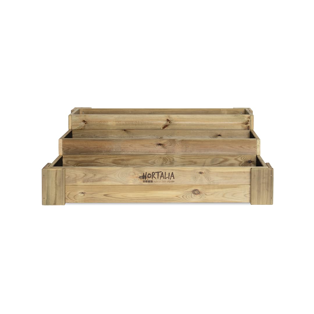 Hortalia Huerto Urbano 120x80 Escalera de Madera - Protección Autoclave Nivel IV - Box Stairs 120