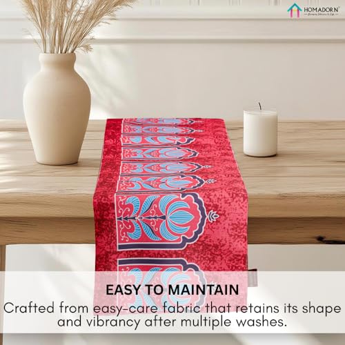 Image of HOMADORN Premium Digital Printed Table Runner - Double Layered Durable Fabric, Elegant Dining & Coffee Table Decoration, Fade-Resistant Prints, Easy Care (13x72 Inches ( 6 Seater), Floral Fiesta)