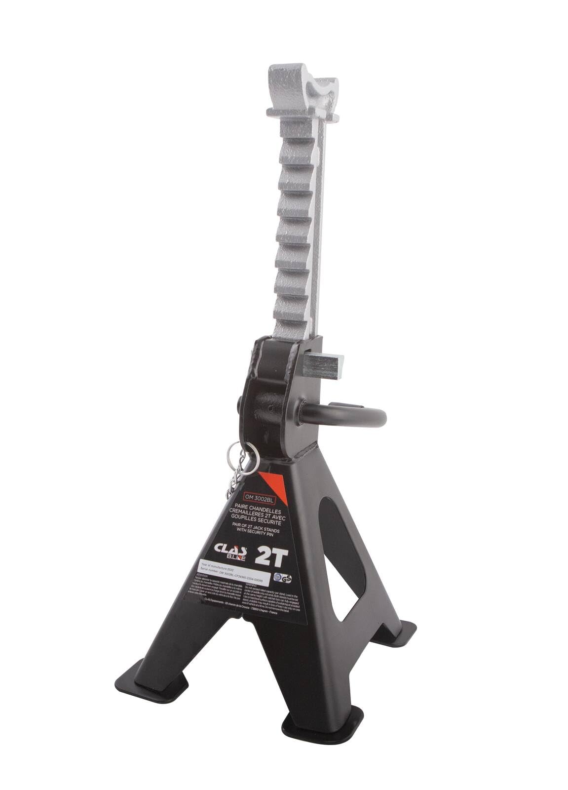 CLAS Equipements Paire chandelles crémaillères 2T avec goupilles sécurité - Om 3002BL