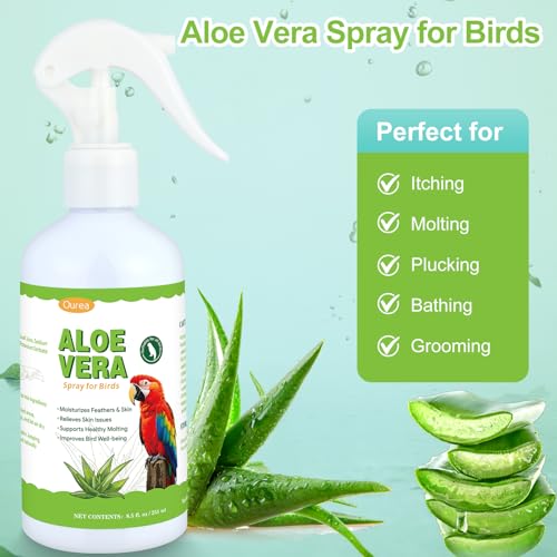 Aloe Vera Bird Spray, Moisturizes Feathers Soothes Dry Itchy Skin, Supports Molting Healthy Plumage, Prevent Feather Plucking Gentle Care, Safe Effective for Parrots Finches All Birds, Odor-Free - Image 4
