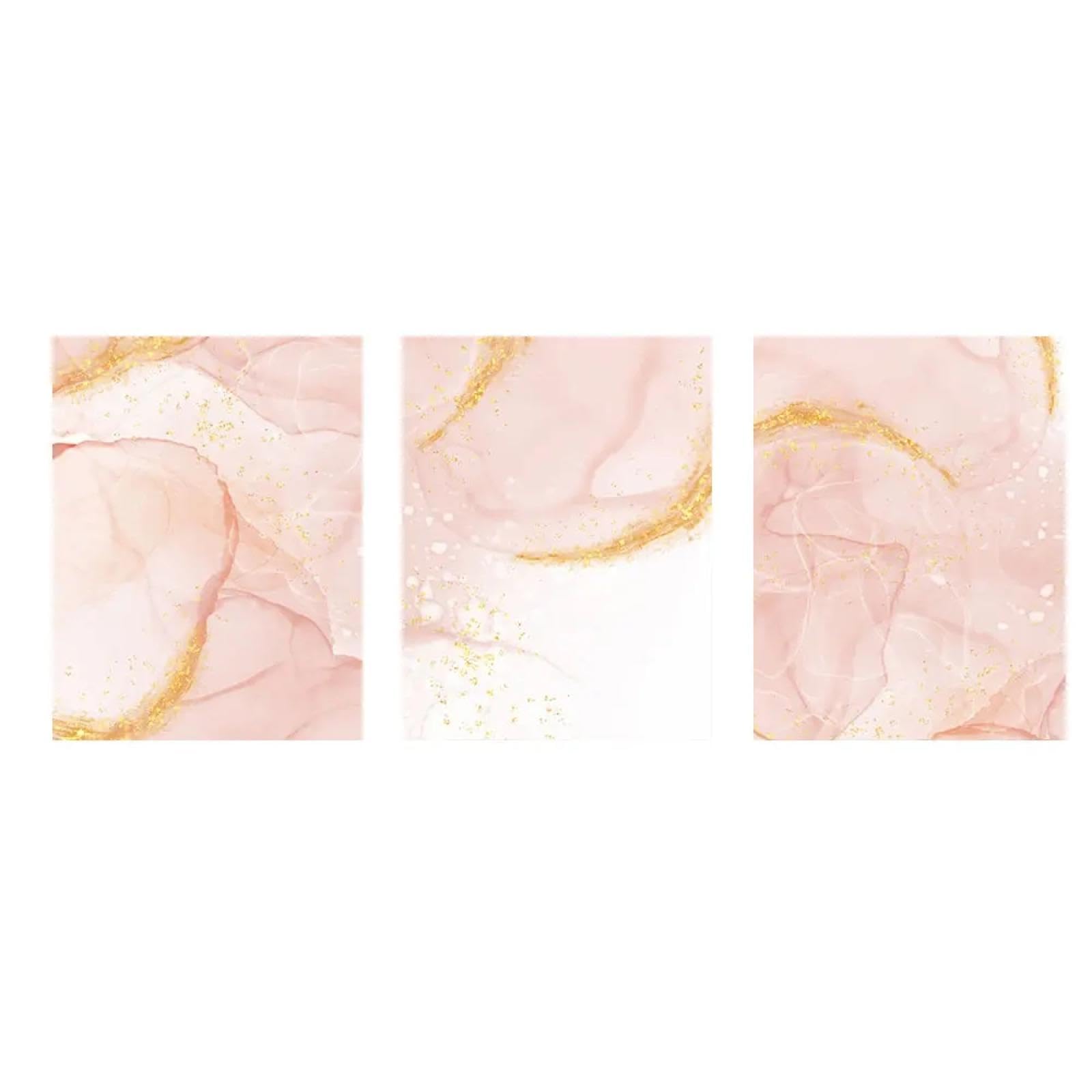 YIUEYI Lienzo de mármol rosa dorado para pared, pinturas artísticas hermosas impresiones carteles e imágenes abstractas imprimibles para decoración de sala de estar, marco de madera de 50 x 75 cm x 3
