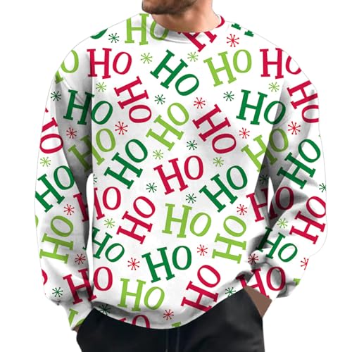 Pull de Noël homme manches longues col rond vêtement d'hiver décontracté