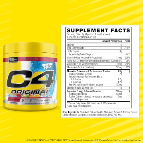 Image of C4 Original Hawaiian Punch Pre-Workout - Fruit Juicy Red (30 Servings)