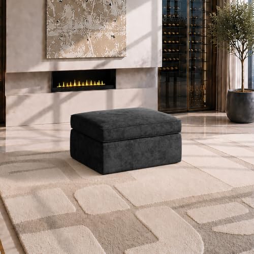 Image of Maywish Sectional Boneless Couch for Living Room, Ottoman, Dark Gray