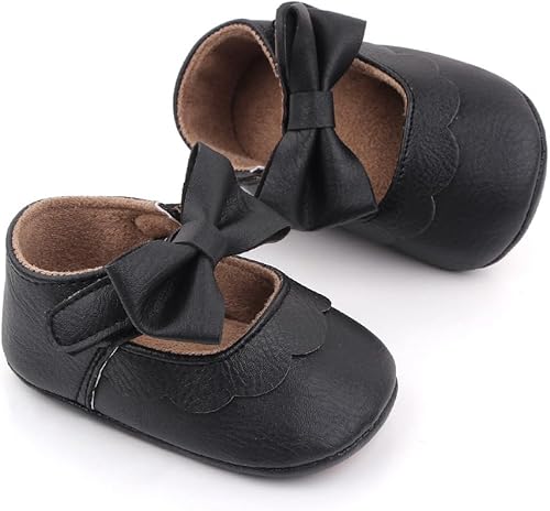 Miniatura 3 de Infant Baby Girls Mary Jane Shoes Non-Slip Rubber Sole Ballet Slippers Princess Dress Wedding Shoes Newborn Crib Shoes