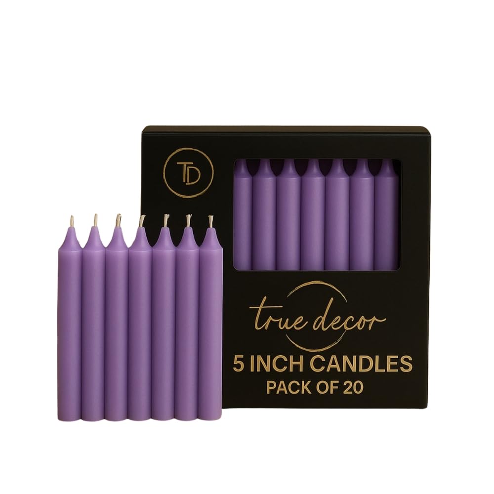 True Decor 5" Purple Pack of 20 Chime/Spell/Mombati Candles || Purple Candles for Pyschic Meditation Wisdom and Spirituality || Burn Time 4 Hrs-picture-16