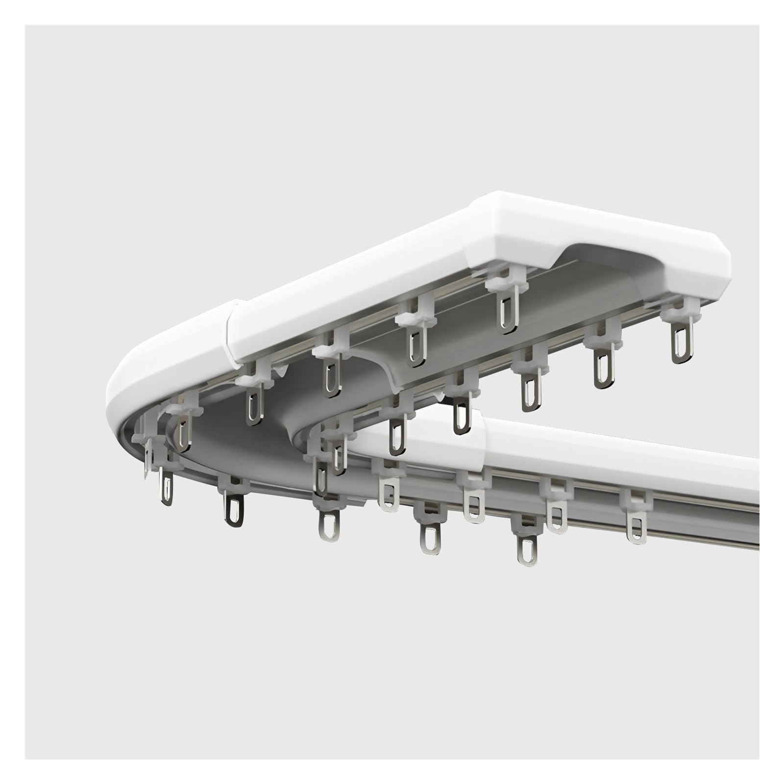 Scorrevole Binario per Tende Bastone per Tenda Pieghevole a Forma di L e U e S Binari Doppio per Tenda da Soffitto Divisoria con Angoli a 90° Asta per Tenda Doccia(Bianco,200cm/6.5ft (2*100cm))