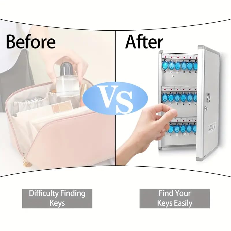 Luteti Key Box Wall Mount 24 Position Metal Valet Key Cabinet Lock Box with Key Tags, Key Holder Lockbox Key Organizer Safe Storage Locker Box 2